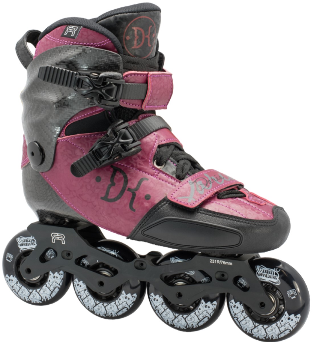 FR Daria freestyle slalom inline skate with four wheels and carbon boot in violet